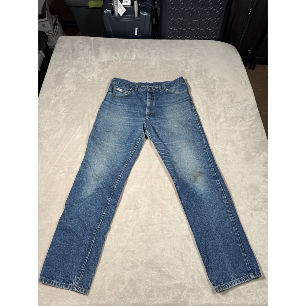 Vintage Lee Storm Rider Jeans Size 33x30 Blue Faded Distressed MADE IN USA
